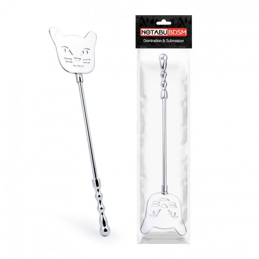 Серебристый металлический стек с котиком - 40 см. - Bior toys - купить с доставкой в Москве