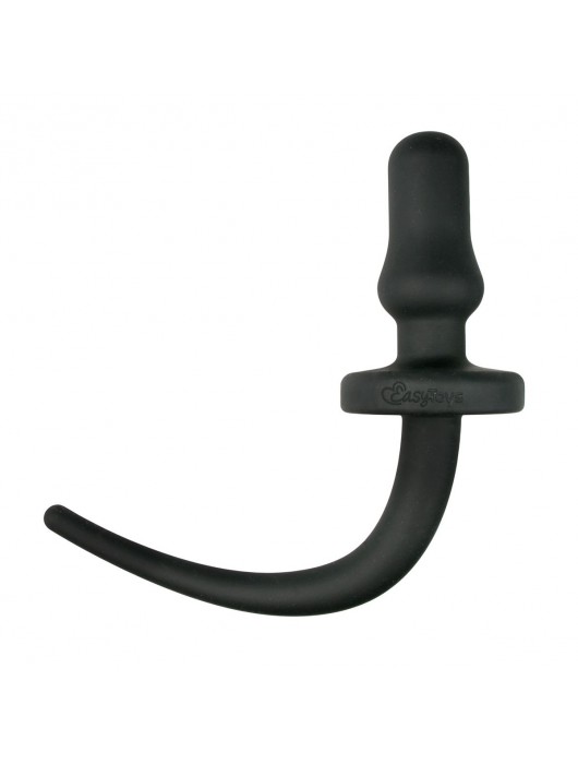Черная анальная втулка Dog Tail Plug с хвостом - Easy toys