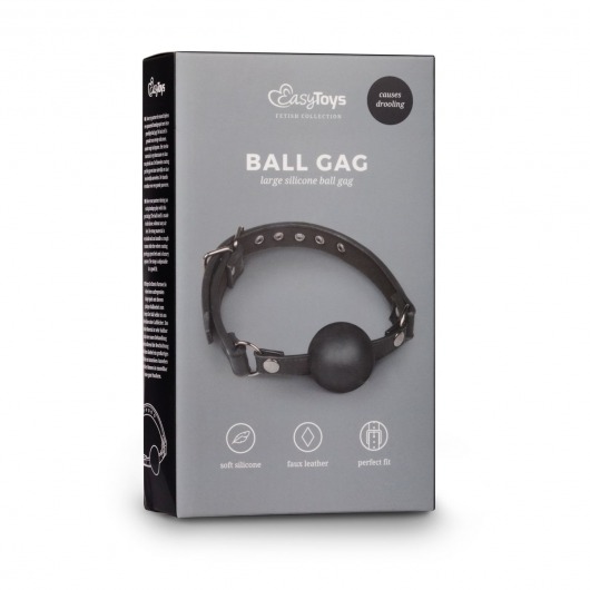 Черный силиконовый кляп-шар Easytoys Ball Gag With Large Silicone Ball - EDC Wholesale - купить с доставкой в Москве