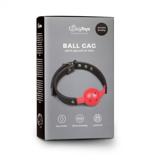 Красный кляп-шар Easytoys Ball Gag With PVC Ball - Easy toys - купить с доставкой в Москве