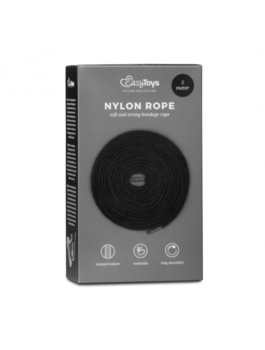 Черная веревка для бондажа Easytoys Bondage Rope - 5 м. - Easy toys - купить с доставкой в Москве