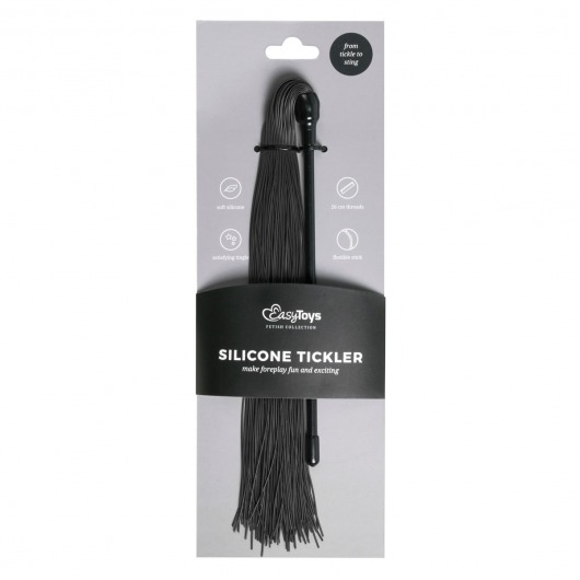 Плеть с черными силиконовыми хвостами Black Silicone Tickler - 45 см. - EDC Wholesale - купить с доставкой в Москве
