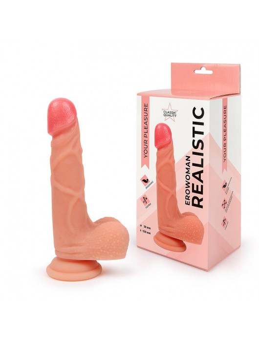 Телесный фаллоимитатор-реалистик на присоске - Erowoman-Eroman