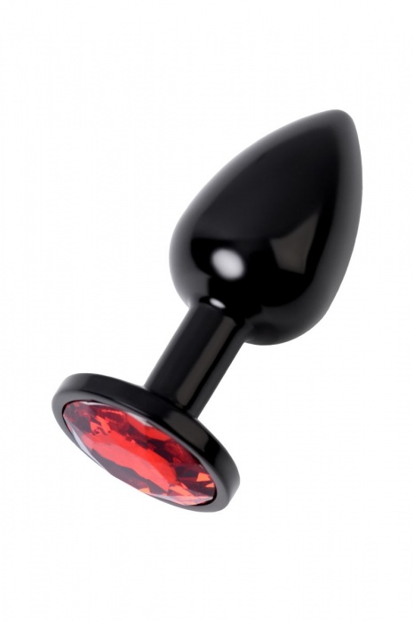 Черный анальный плаг с кристаллом красного цвета - 7,2 см. - ToyFa - купить с доставкой в Москве