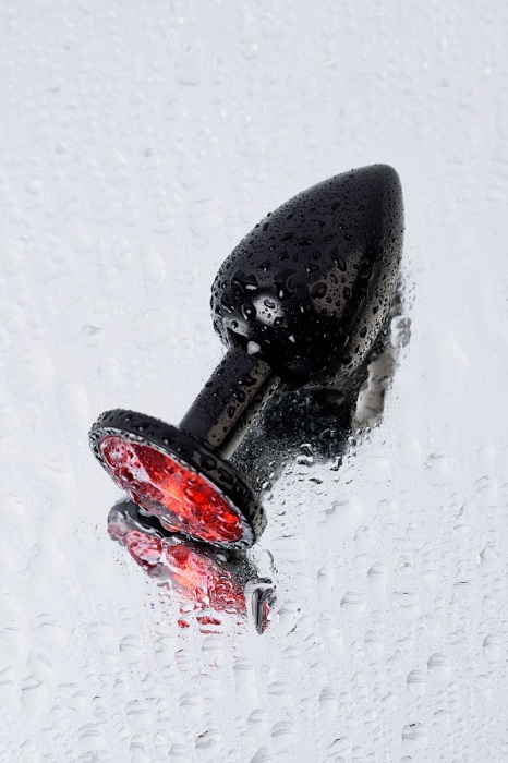 Черный анальный плаг с кристаллом красного цвета - 7,2 см. - ToyFa - купить с доставкой в Москве