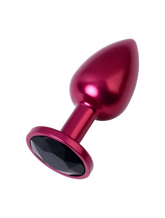 Красная анальная пробка с кристаллом черного цвета - 7,2 см. - ToyFa - купить с доставкой в Москве
