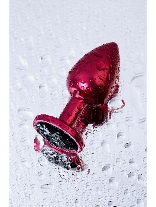 Красная анальная пробка с кристаллом черного цвета - 7,2 см. - ToyFa - купить с доставкой в Москве