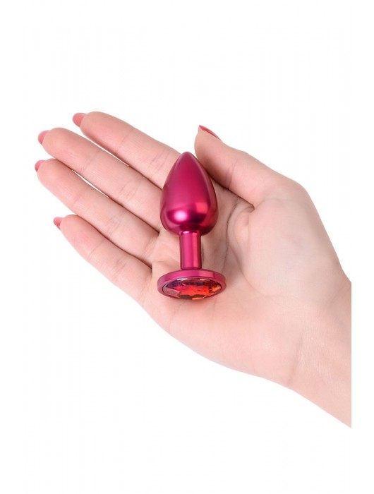 Красная анальная пробка с кристаллом красного цвета - 7,2 см. - ToyFa - купить с доставкой в Москве
