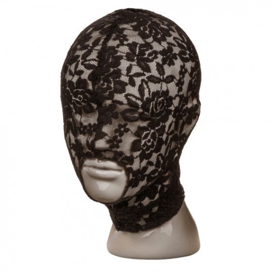 Черный кружевной шлем-маска Lace Hood - California Exotic Novelties - купить с доставкой в Москве