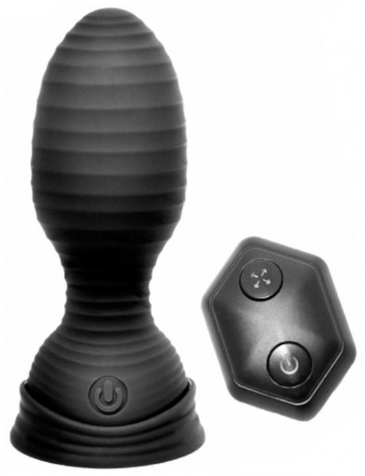 Черная расширяющаяся вибропробка Athena с пультом - 11,6 см. - Yuanse