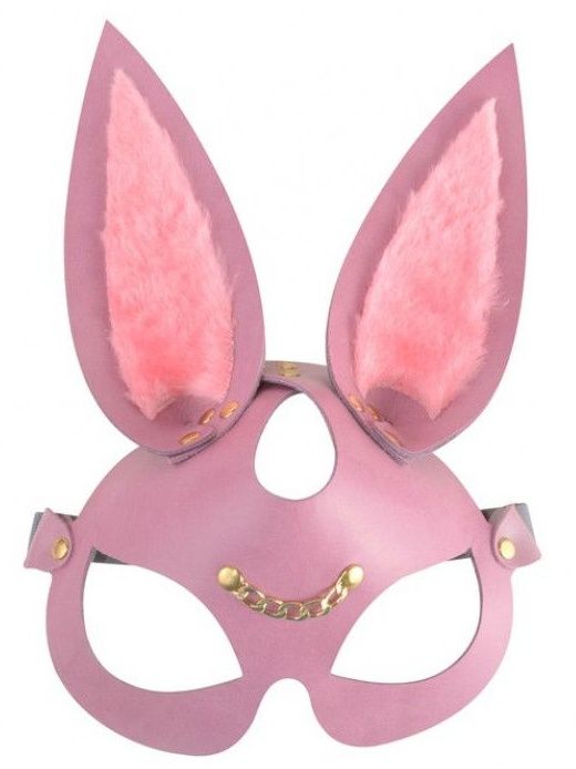 Розовая кожаная маска  Зайка  с длинными ушками - Sitabella - купить с доставкой в Москве