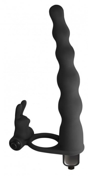 Черная вибронасадка для двойного проникновения Jungle Bunny - 17 см. - Lola Games - купить с доставкой в Москве