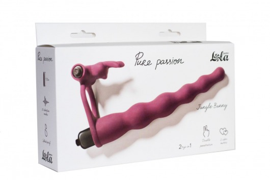 Бордовая вибронасадка для двойного проникновения Jungle Bunny - 17 см. - Lola Games - купить с доставкой в Москве