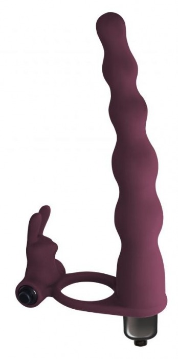 Бордовая вибронасадка для двойного проникновения Jungle Bunny - 17 см. - Lola Games - купить с доставкой в Москве