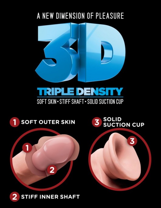 Телесный фаллоимитатор на присоске 9  Triple Density Cock with Balls - 24,1 см. - Pipedream