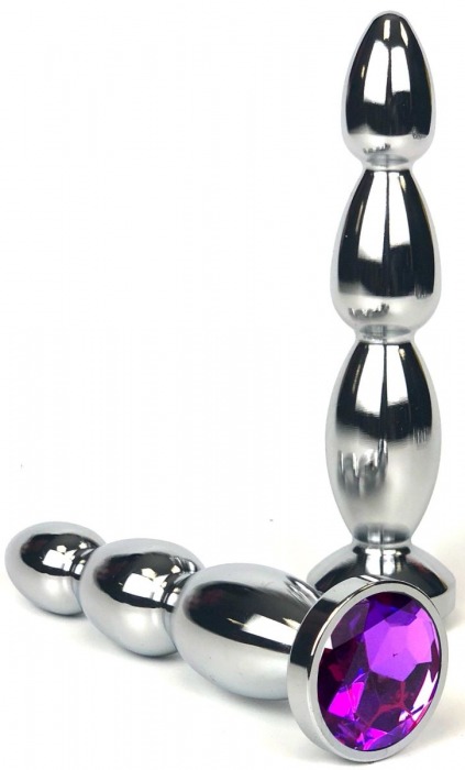 Серебристая пробка-ёлочка с фиолетовым кристаллом - 14 см. - Vandersex - купить с доставкой в Москве