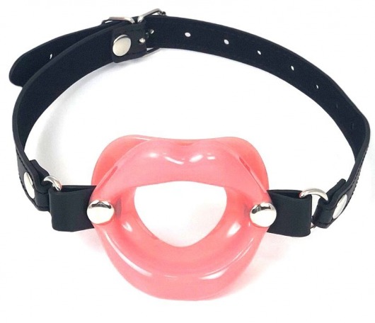Нежно-розовый кляп-губы на регулируемом ремешке - Vandersex - купить с доставкой в Москве