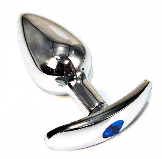 Серебристая анальная пробка для ношения с синим кристаллом - 6 см. - Vandersex - купить с доставкой в Москве