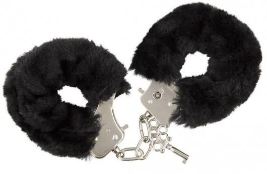 Металлические наручники с черной меховой опушкой и ключиками - Vandersex - купить с доставкой в Москве
