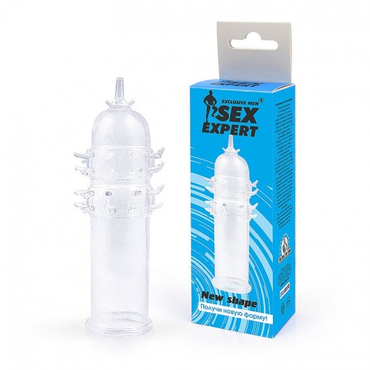 Закрытая прозрачная насадка на пенис с шипиками - 12 см. - Bior toys - в Москве купить с доставкой