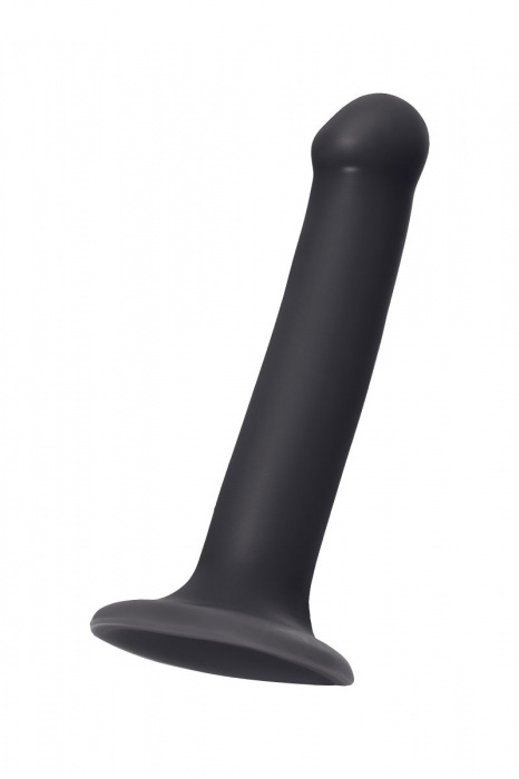 Черный фаллос на присоске Silicone Bendable Dildo M - 18 см. - Strap-on-me - купить с доставкой в Москве