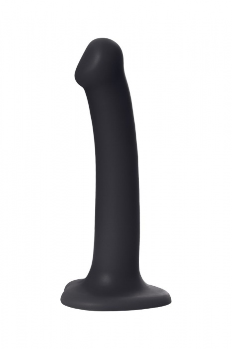 Черный фаллос на присоске Silicone Bendable Dildo M - 18 см. - Strap-on-me - купить с доставкой в Москве