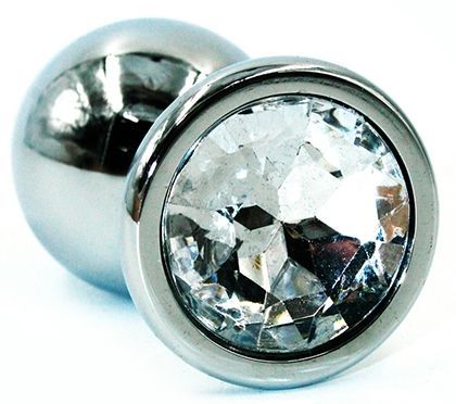 Серебристая коническая анальная втулка с прозрачным кристаллом - 8 см. - Kanikule - купить с доставкой в Москве