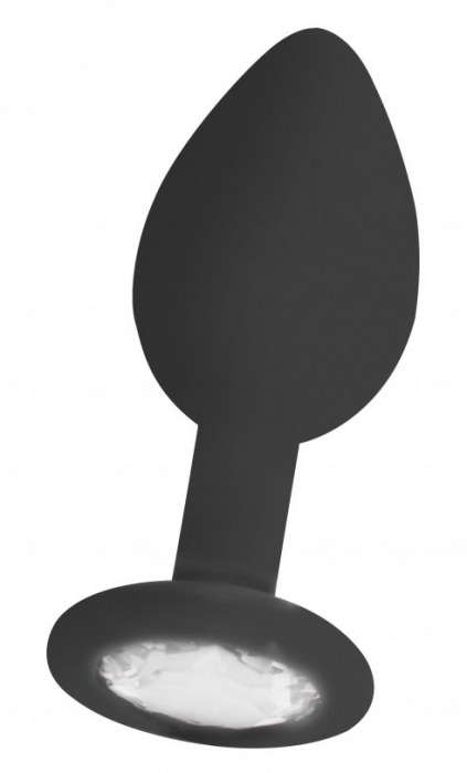 Черная анальная пробка с прозрачным кристаллом Diamond Butt Plug - 7,3 см. - Shots Media BV - купить с доставкой в Москве