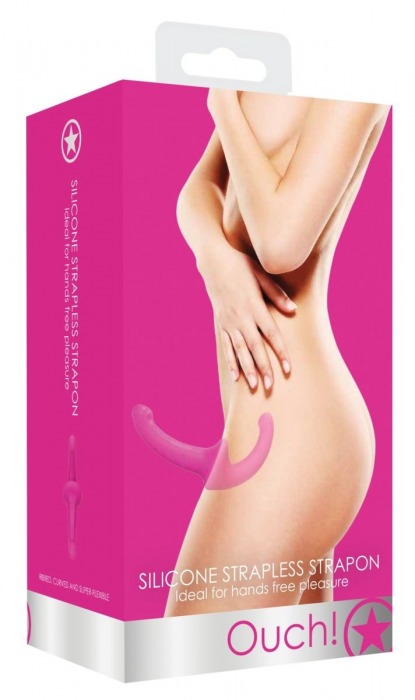 Розовый безремневой страпон Silicone Strapless Strapon - Shots Media BV - купить с доставкой в Москве