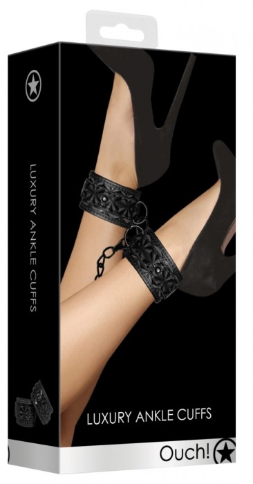Черные поножи Luxury Ankle Cuffs - Shots Media BV - купить с доставкой в Москве