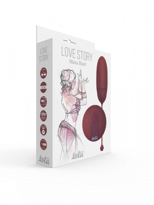 Бордовое виброяйцо Mata Hari с пультом ДУ - Lola Games