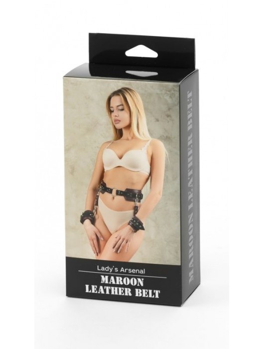 Бордовый пояс Ladys Arsenal с колечками для крепления - БДСМ Арсенал - купить с доставкой в Москве