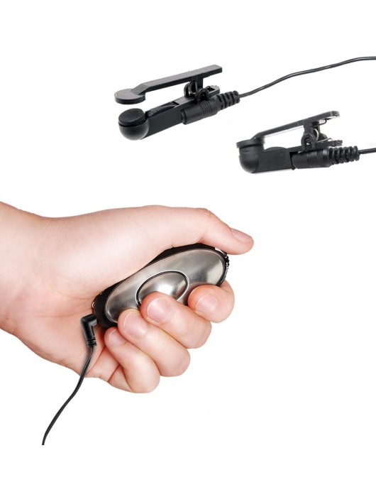 Черные электрические зажимы для сосков Shock Therapy Nipple Clamps - Pipedream - купить с доставкой в Москве