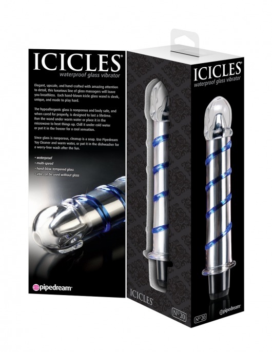 Стеклянный вибростимулятор ICICLES № 20 - 17,8 см. - Pipedream