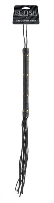 Чёрная кожаная плетка Cat-O-Nine Tails - 46,4 см. - Pipedream - купить с доставкой в Москве