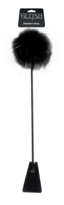 Черный стек Feather Crop с пуховкой на конце - 53,3 см. - Pipedream - купить с доставкой в Москве
