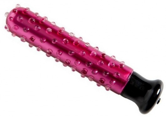 Бордовый стеклянный вибромассажёр с шишечками - 15 см. - Sexus Glass