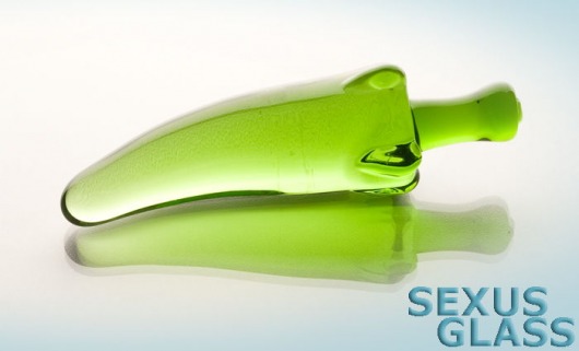 Зелёный анальный стимулятор из стекла в форме перчика - 15,5 см. - Sexus