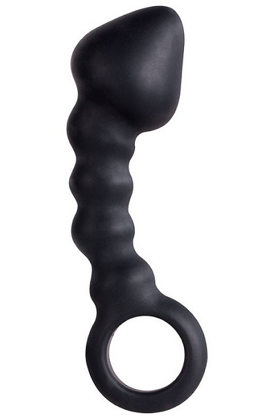 Чёрный анальный стимулятор с кольцом HEAD INVADER - 13 см. - Dream Toys