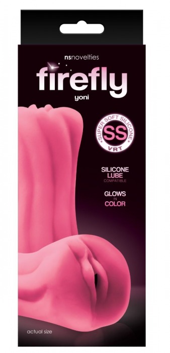 Розовый, светящийся в темноте мастурбатор-вагина из мягкого силикона Yoni - NS Novelties - в Москве купить с доставкой