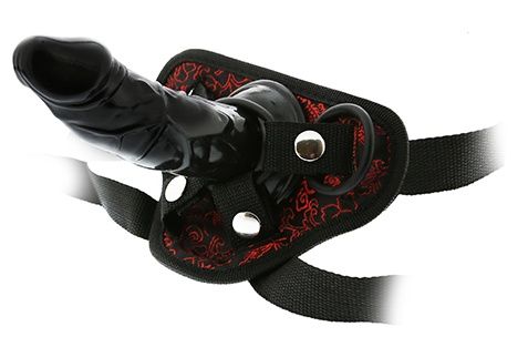 Черно-красные трусики STRAP-ON DILDO с насадкой - 14,5 см. - Dream Toys - купить с доставкой в Москве