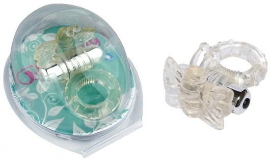 Прозрачное эрекционное кольцо с вибробабочкой - Howells - в Москве купить с доставкой