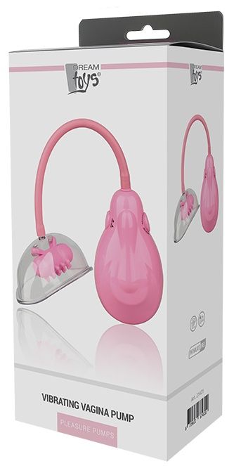 Розовый вакуумный вибромассажер VIBRATING VAGINA PUMP - Dream Toys