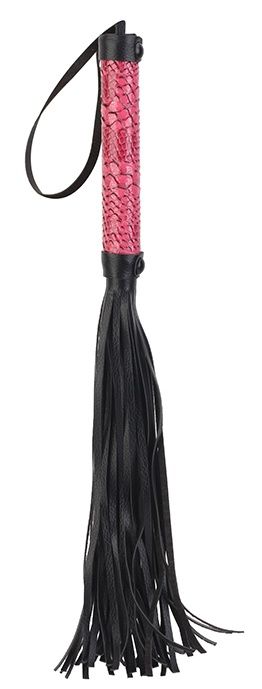 Черная мини-плеть WHIP с розовой ручкой - 39 см. - Dream Toys - купить с доставкой в Москве