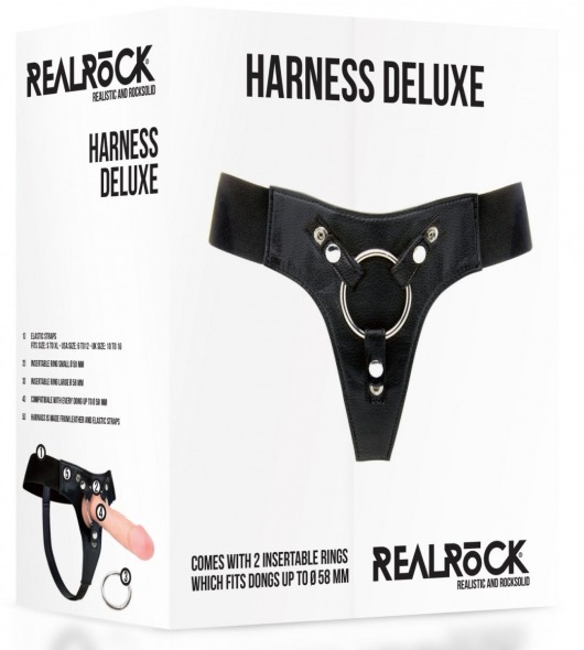 Черные трусики Harness Deluxe для страпона O-ring - Shots Media BV - купить с доставкой в Москве