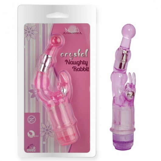 Фиолетовый вибростимулятор Crystal Naughty Rabbit - 20 см. - Howells
