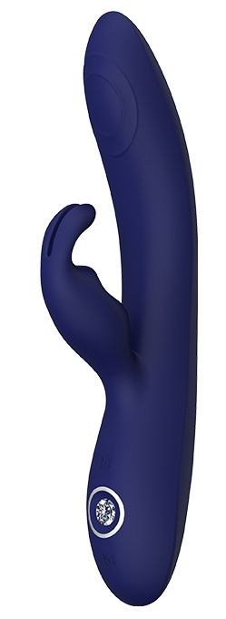Синий вибромассажер-кролик THEMIS - 22 см. - Dream Toys