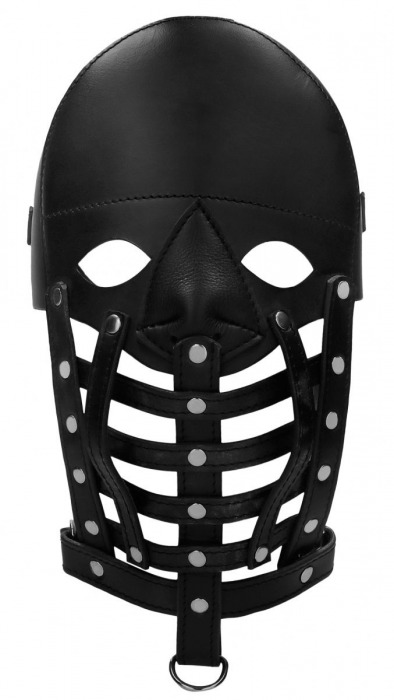 Черная маска-шлем Leather Male Mask - Shots Media BV - купить с доставкой в Москве