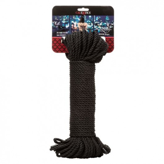 Черная веревка для шибари BDSM Rope - 50 м. - California Exotic Novelties - купить с доставкой в Москве