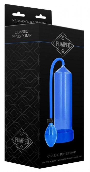 Синяя ручная вакуумная помпа для мужчин Classic Penis Pump - Shots Media BV - в Москве купить с доставкой